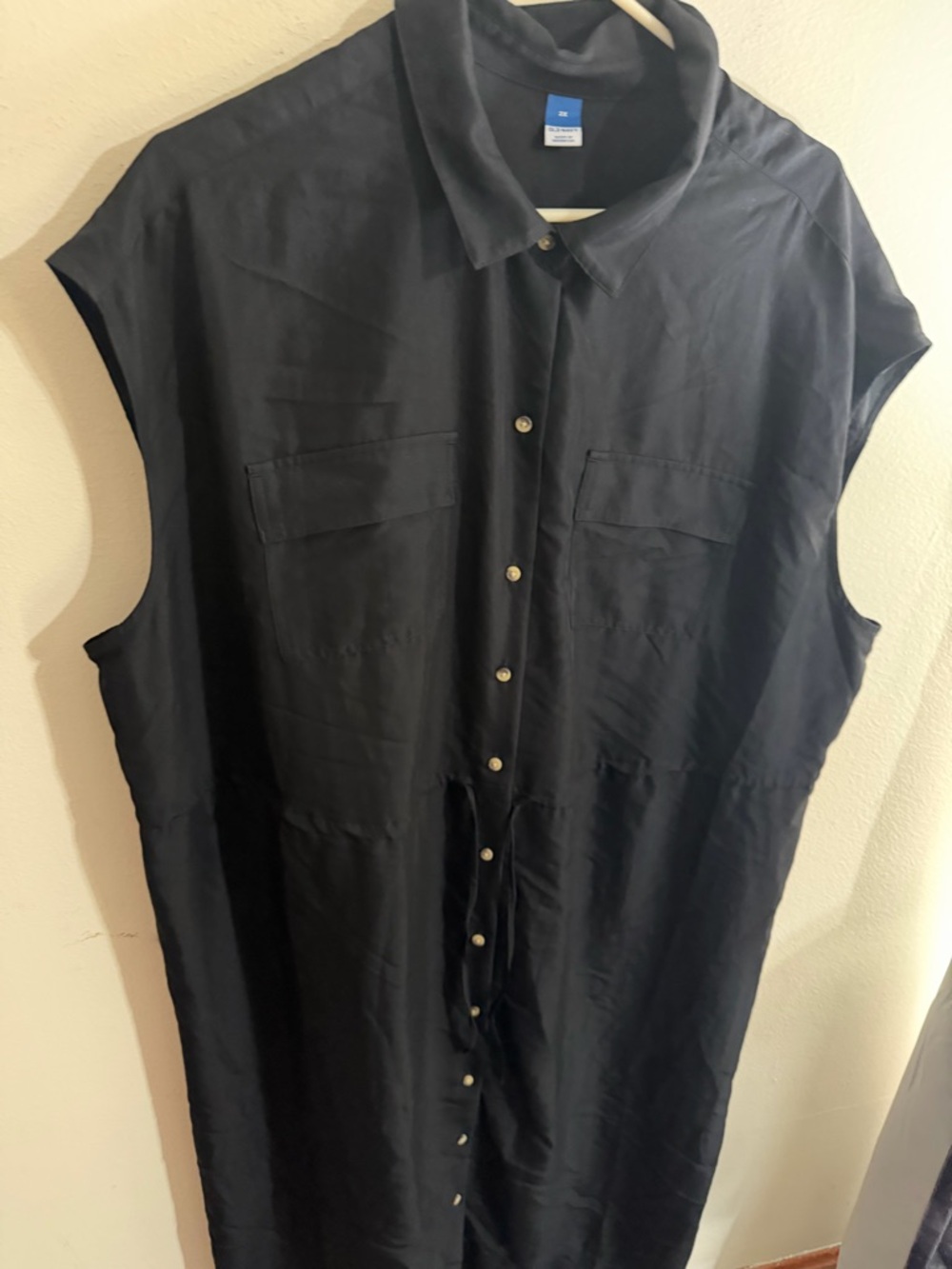 NWOT Old Navy Size 2x Classic Button-Front Shirt Dress in Dark Navy